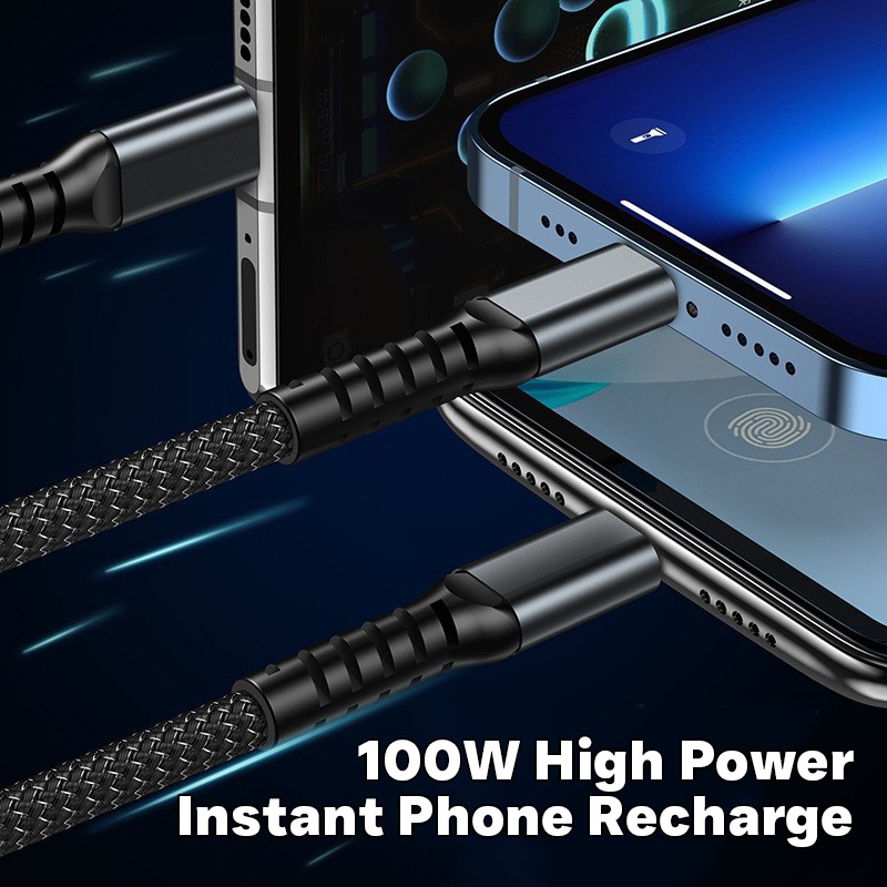 100w 3 In 1 Charging Cable 1.2m Pd Fast Cable Lightning Type C Micro Usb Transparent Chip Led Light Nylon Braided Triple Port Fast Charger Cord Wq16831769 Widq.com