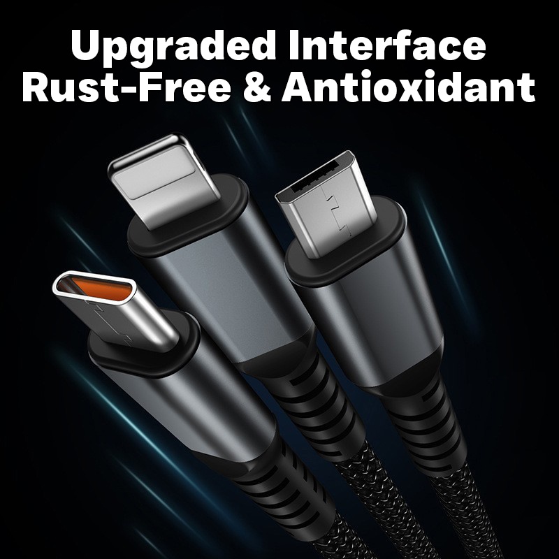 100w 3 In 1 Charging Cable 1.2m Pd Fast Cable Lightning Type C Micro Usb Transparent Chip Led Light Nylon Braided Triple Port Fast Charger Cord Wq16831769 Widq.com