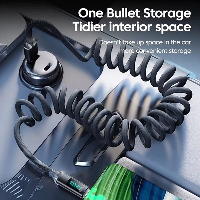 120w Coiled Type C Cable With Led Power Display 480mbps Data Transfer 1m 2m Stretch Coil Heavy Duty Nylon Braided Copper Core Spring Usb C Cord Wq16831774 Widq.com