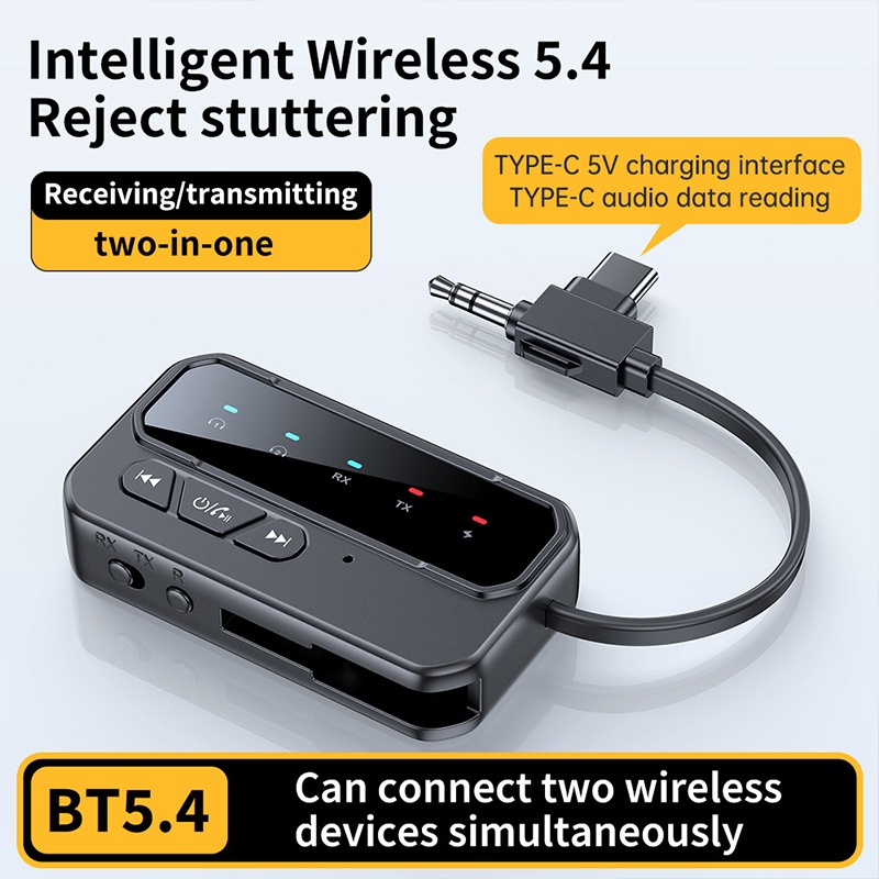 2 In 1 Bluetooth 5.4 Car Wireless Audio Adapter Rxtx Audio Transmitter Receiver Dual Device Pairing Aux Type C 200mah 10h Playtime Bluetooth Car Adapter Wq16831781 Widq.com