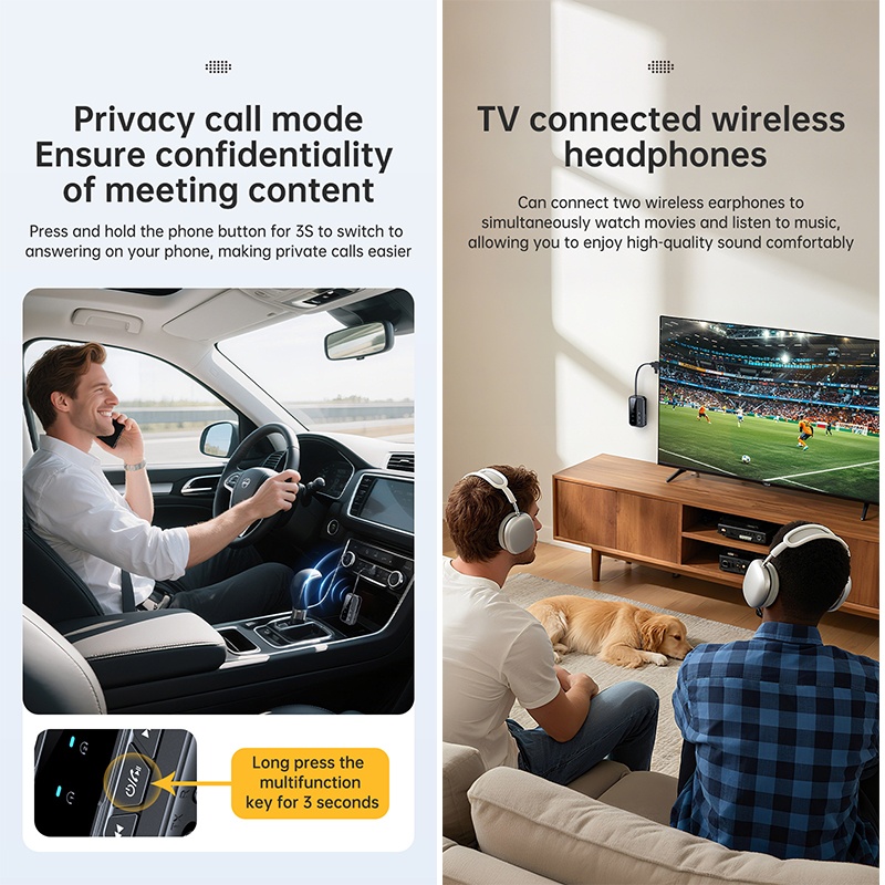 2 In 1 Bluetooth 5.4 Car Wireless Audio Adapter Rxtx Audio Transmitter Receiver Dual Device Pairing Aux Type C 200mah 10h Playtime Bluetooth Car Adapter Wq16831781 Widq.com