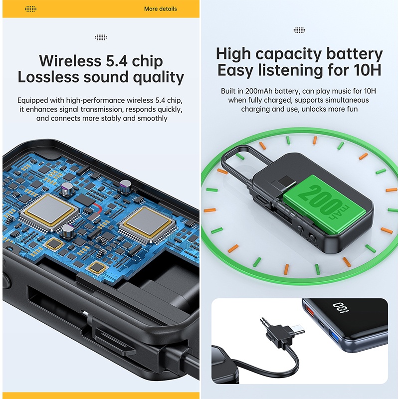 2 In 1 Bluetooth 5.4 Car Wireless Audio Adapter Rxtx Audio Transmitter Receiver Dual Device Pairing Aux Type C 200mah 10h Playtime Bluetooth Car Adapter Wq16831781 Widq.com