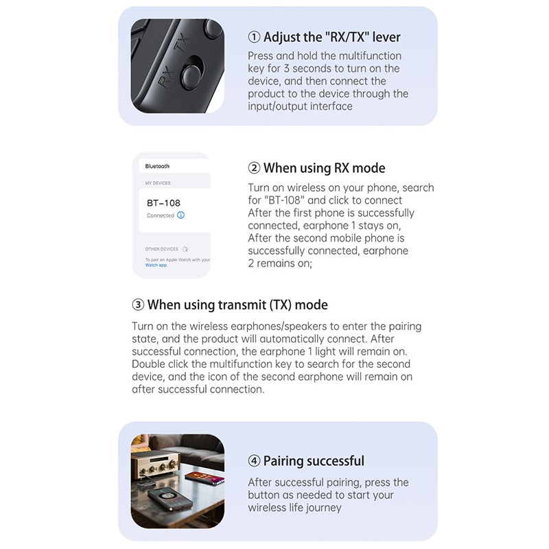 2 In 1 Bluetooth 5.4 Car Wireless Audio Adapter Rxtx Audio Transmitter Receiver Dual Device Pairing Aux Type C 200mah 10h Playtime Bluetooth Car Adapter Wq16831781 Widq.com