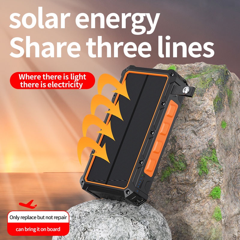 20000mah Solar Power Bank Built In Cables Hand Crank 4 Panel Solar Wireless Charging Ipx7 Waterproof Flashlight Emergency Rugged Power Bank Wq16831793 Widq.com
