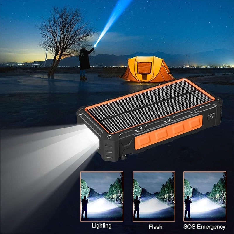 20000mah Solar Power Bank Built In Cables Hand Crank 4 Panel Solar Wireless Charging Ipx7 Waterproof Flashlight Emergency Rugged Power Bank Wq16831793 Widq.com