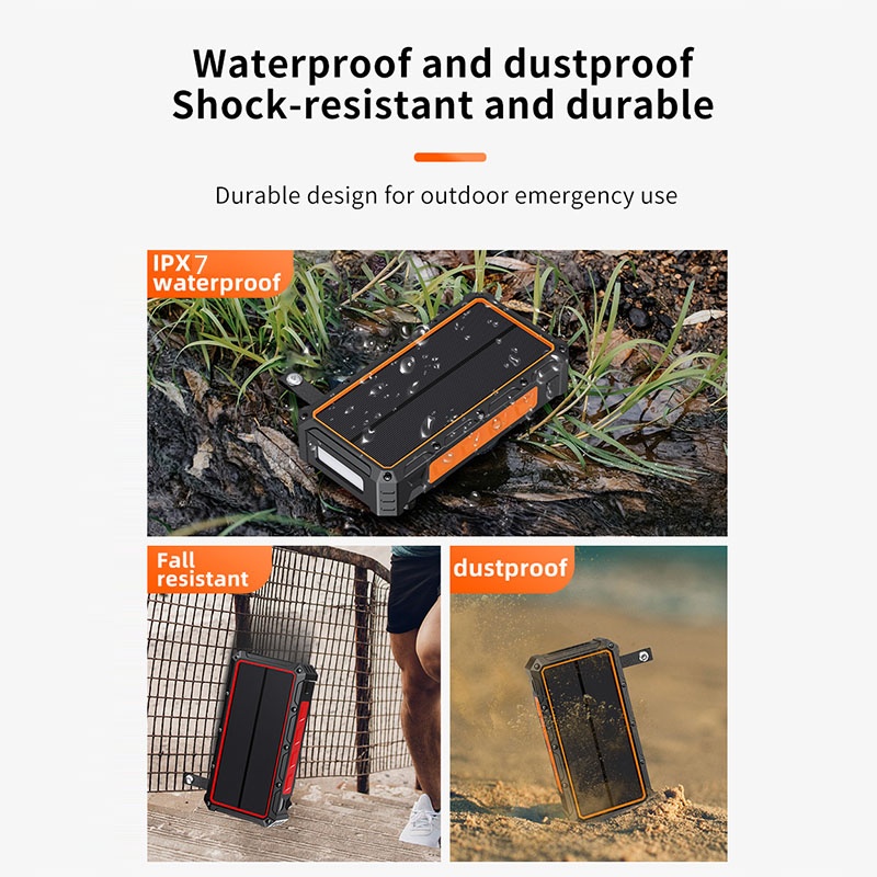 20000mah Solar Power Bank Built In Cables Hand Crank 4 Panel Solar Wireless Charging Ipx7 Waterproof Flashlight Emergency Rugged Power Bank Wq16831793 Widq.com