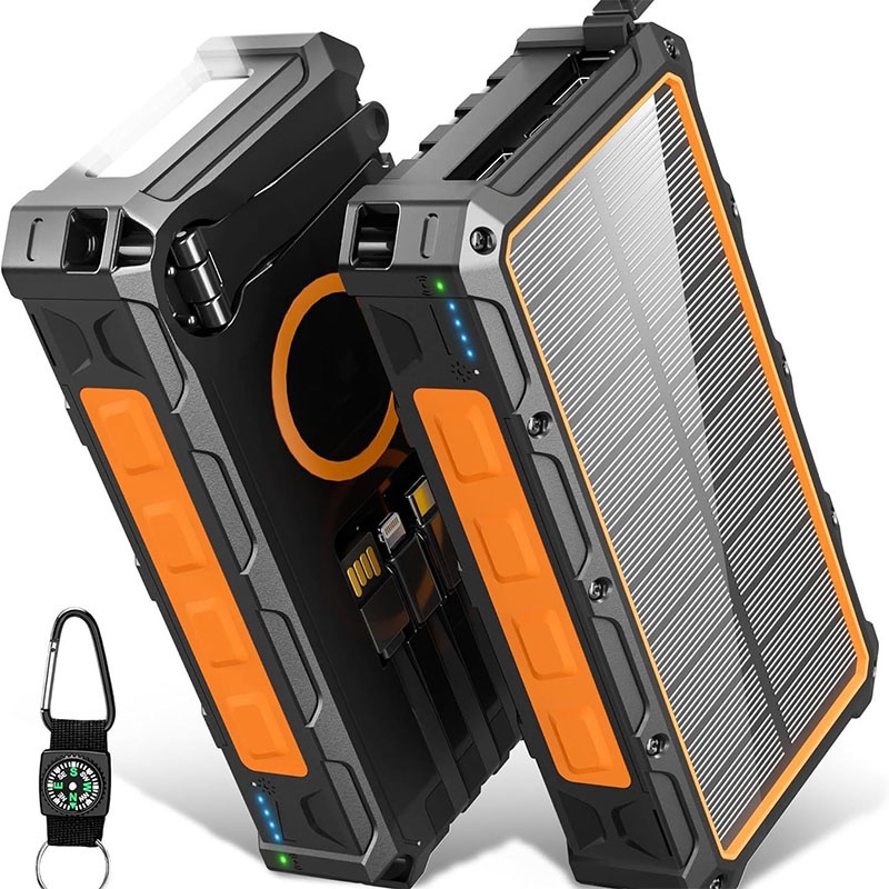 20000mah Solar Power Bank Built In Cables Hand Crank 4 Panel Solar Wireless Charging Ipx7 Waterproof Flashlight Emergency Rugged Power Bank Wq16831793 Widq.com