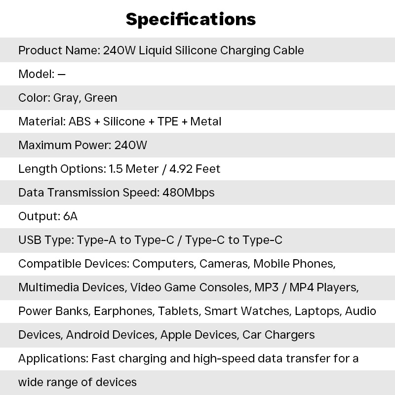 240w Liquid Silicone Charging Cable 6a High Current 480mbps Data Transfer Durable Silicone Universal Compatibility Usb To Type C Fast Charging Cable Wq16831764 Widq.com