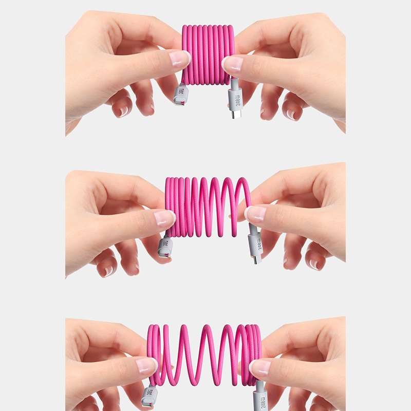 240w Type C Magnetic Charging Cable Pd Fast Charge 480mbps Data Transfer E Marker Chip Magnetic Self Coiling Nylon Braided Usb C Data Cord Wq16831775 Widq.com