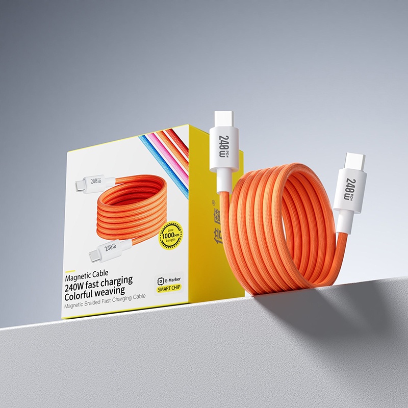 240w Type C Magnetic Charging Cable Pd Fast Charge 480mbps Data Transfer E Marker Chip Magnetic Self Coiling Nylon Braided Usb C Data Cord Wq16831775 Widq.com