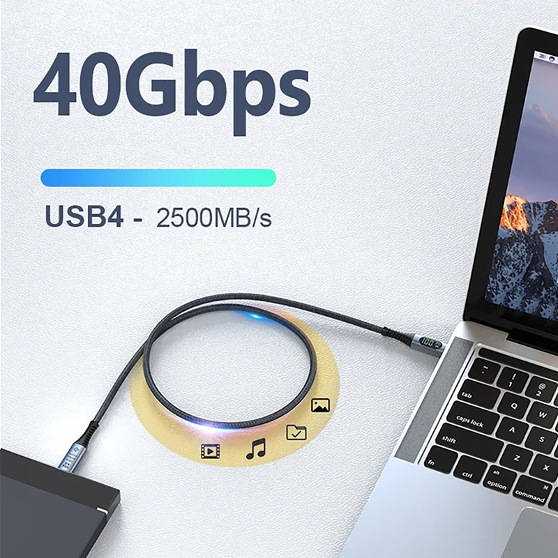 240w Type C Usb4 Cable With Led Digital Display 40gbps Transfer 8k60hz Video Pd4.0 Fast Charging E Marker Chip Thunderbolt 4 Usb C Charging Cable Wq16831772 Widq.com