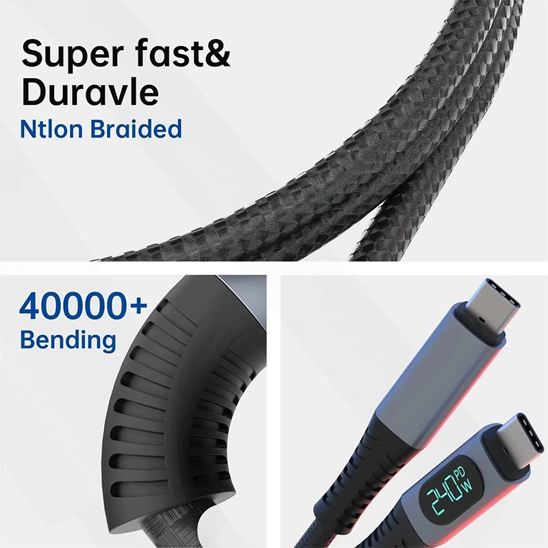 240w Type C Usb4 Cable With Led Digital Display 40gbps Transfer 8k60hz Video Pd4.0 Fast Charging E Marker Chip Thunderbolt 4 Usb C Charging Cable Wq16831772 Widq.com