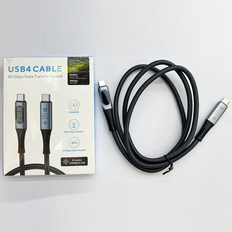 240w Type C Usb4 Cable With Led Digital Display 40gbps Transfer 8k60hz Video Pd4.0 Fast Charging E Marker Chip Thunderbolt 4 Usb C Charging Cable Wq16831772 Widq.com