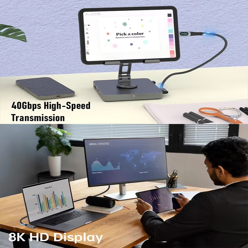 240w Type C Usb4 Cable With Led Digital Display 40gbps Transfer 8k60hz Video Pd4.0 Fast Charging E Marker Chip Thunderbolt 4 Usb C Charging Cable Wq16831772 Widq.com