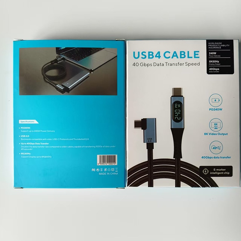 240w Type C Usb4 Cable With Led Digital Display 40gbps Transfer 8k60hz Video Pd4.0 Fast Charging E Marker Chip Thunderbolt 4 Usb C Charging Cable Wq16831772 Widq.com