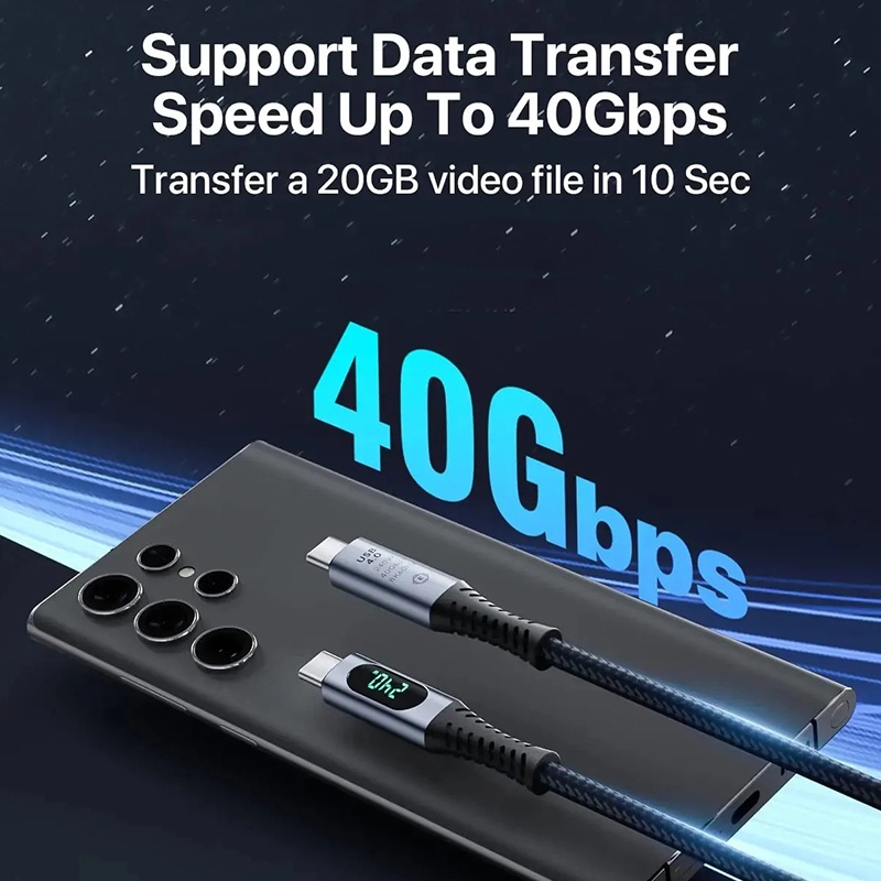 240w Type C Usb4 Cable With Led Digital Display 40gbps Transfer 8k60hz Video Pd4.0 Fast Charging E Marker Chip Thunderbolt 4 Usb C Charging Cable Wq16831772 Widq.com