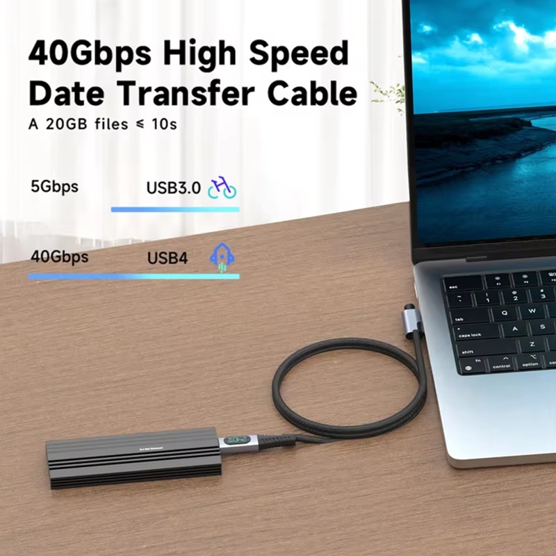240w Type C Usb4 Cable With Led Digital Display 40gbps Transfer 8k60hz Video Pd4.0 Fast Charging E Marker Chip Thunderbolt 4 Usb C Charging Cable Wq16831772 Widq.com