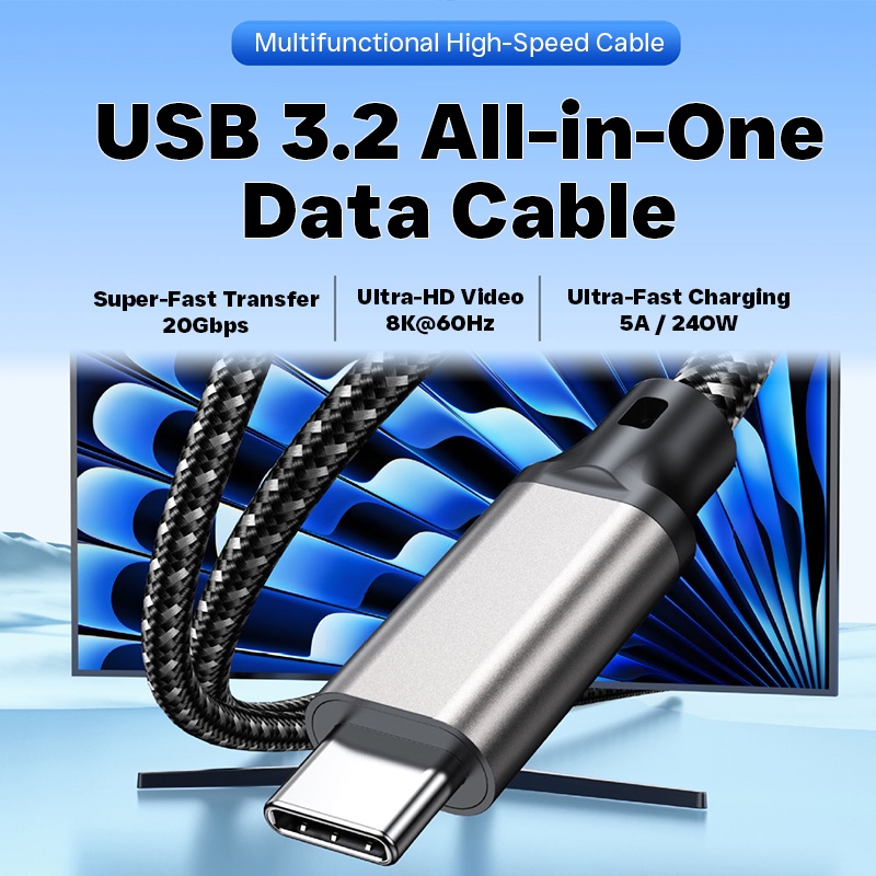 240w Type C To Type C Cable 20gbps High Speed Data 8k60hz Output Pd Qc Fast Charging E Marker Chip Multi Length Nylon Braided Usb C Fast Charger Cord Wq16831770 Widq.com