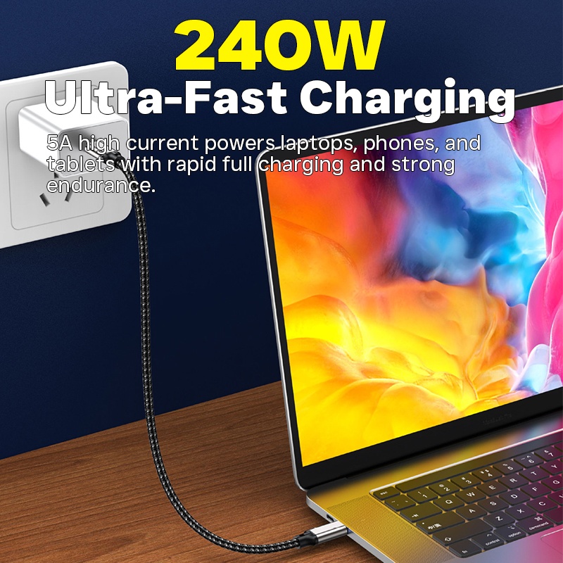 240w Type C To Type C Cable 20gbps High Speed Data 8k60hz Output Pd Qc Fast Charging E Marker Chip Multi Length Nylon Braided Usb C Fast Charger Cord Wq16831770 Widq.com