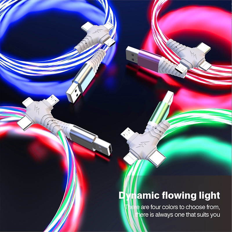 3 In 1 Rgb Led Flowing Charging Cable 12w 2.1a Fast Charging Lightning Type C Micro Usb 480mbps Transfer Data 4 Colors 1m 2m Dynamic Led Cable Wq16831771 Widq.com
