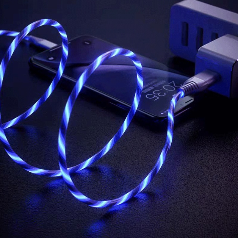 3 In 1 Rgb Led Flowing Charging Cable 12w 2.1a Fast Charging Lightning Type C Micro Usb 480mbps Transfer Data 4 Colors 1m 2m Dynamic Led Cable Wq16831771 Widq.com
