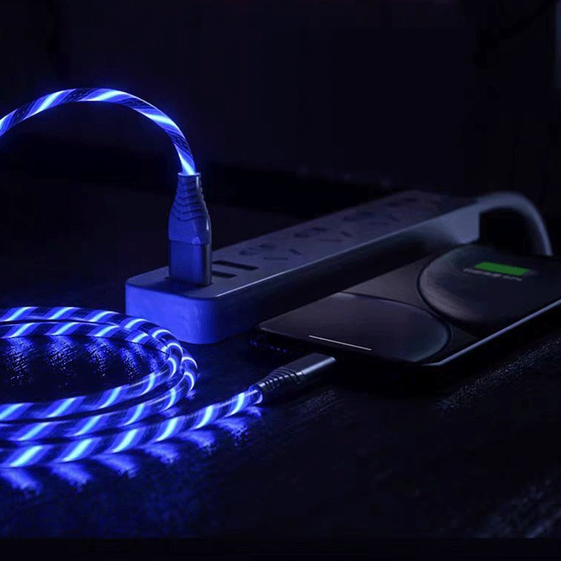 3 In 1 Rgb Led Flowing Charging Cable 12w 2.1a Fast Charging Lightning Type C Micro Usb 480mbps Transfer Data 4 Colors 1m 2m Dynamic Led Cable Wq16831771 Widq.com