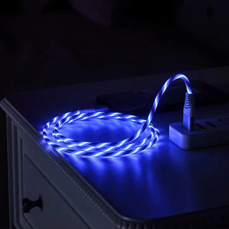 3 In 1 Rgb Led Flowing Charging Cable 12w 2.1a Fast Charging Lightning Type C Micro Usb 480mbps Transfer Data 4 Colors 1m 2m Dynamic Led Cable Wq16831771 Widq.com