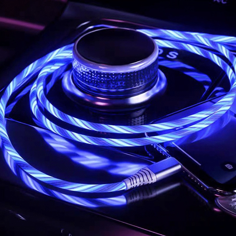 3 In 1 Rgb Led Flowing Charging Cable 12w 2.1a Fast Charging Lightning Type C Micro Usb 480mbps Transfer Data 4 Colors 1m 2m Dynamic Led Cable Wq16831771 Widq.com