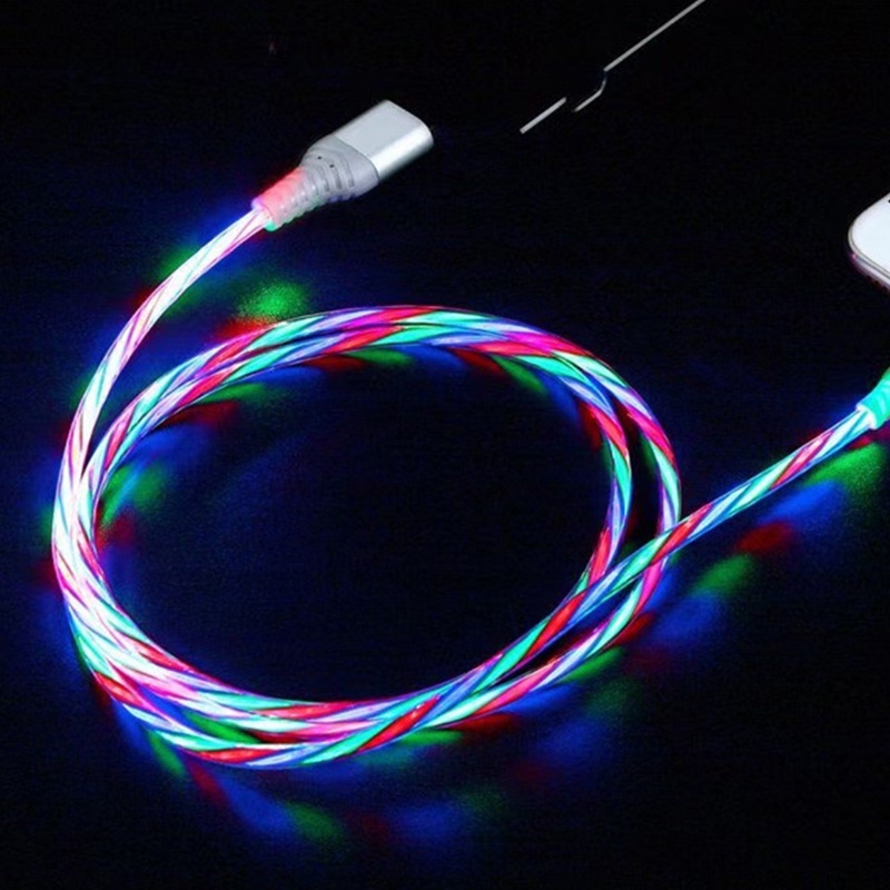 3 In 1 Rgb Led Flowing Charging Cable 12w 2.1a Fast Charging Lightning Type C Micro Usb 480mbps Transfer Data 4 Colors 1m 2m Dynamic Led Cable Wq16831771 Widq.com