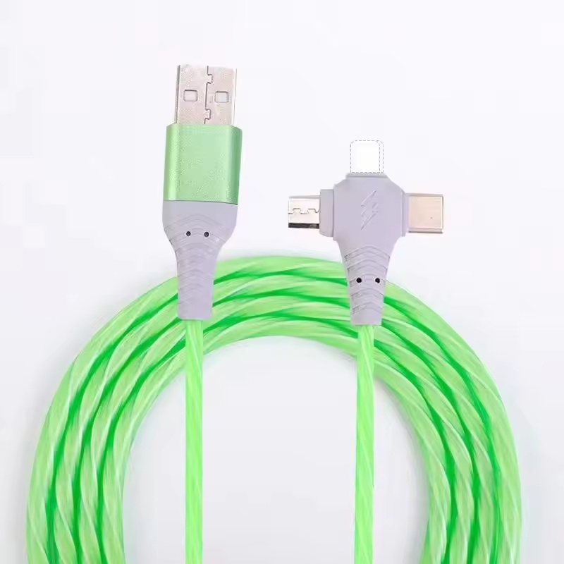 3 In 1 Rgb Led Flowing Charging Cable 12w 2.1a Fast Charging Lightning Type C Micro Usb 480mbps Transfer Data 4 Colors 1m 2m Dynamic Led Cable Wq16831771 Widq.com