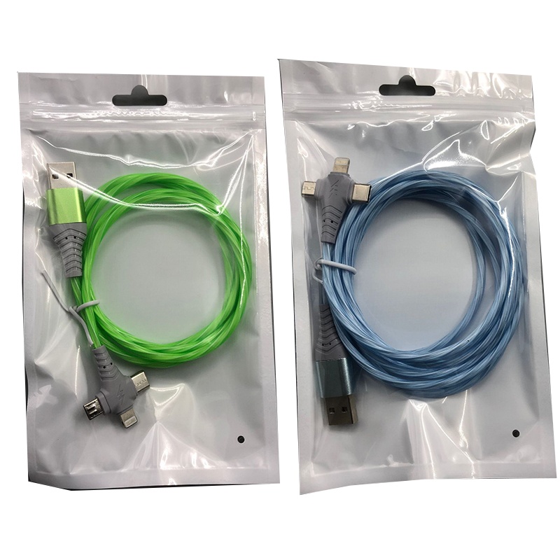 3 In 1 Rgb Led Flowing Charging Cable 12w 2.1a Fast Charging Lightning Type C Micro Usb 480mbps Transfer Data 4 Colors 1m 2m Dynamic Led Cable Wq16831771 Widq.com