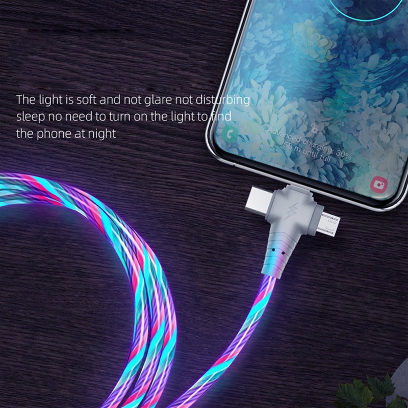 3 In 1 Rgb Led Flowing Charging Cable 12w 2.1a Fast Charging Lightning Type C Micro Usb 480mbps Transfer Data 4 Colors 1m 2m Dynamic Led Cable Wq16831771 Widq.com