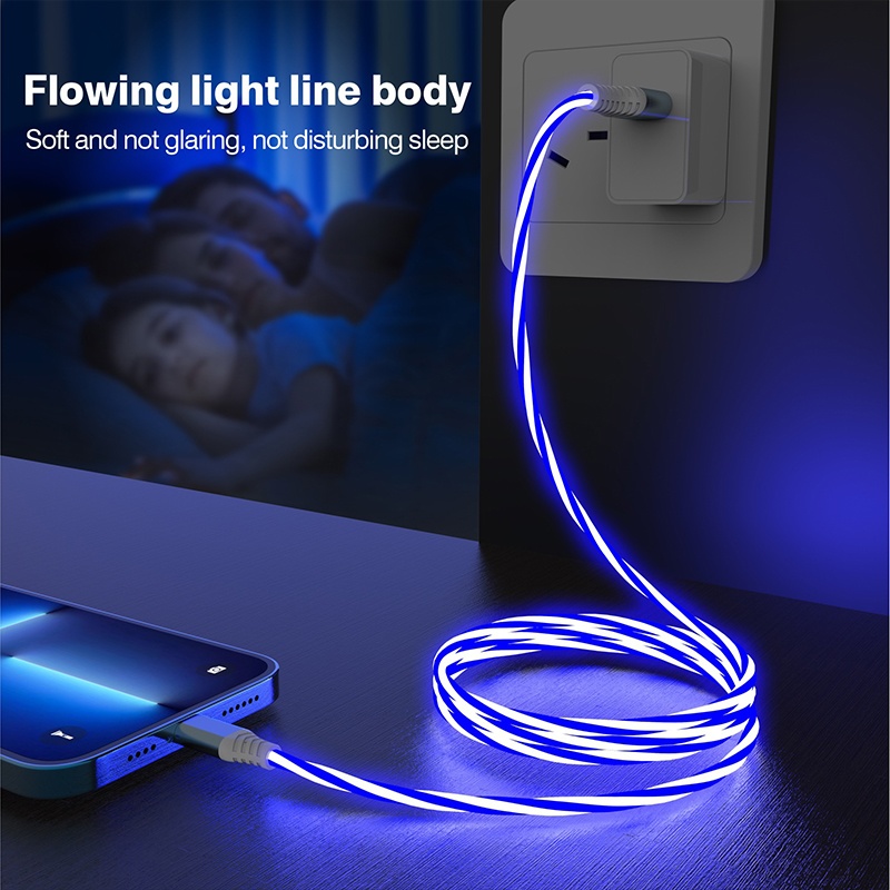 3 In 1 Rgb Led Flowing Charging Cable 12w 2.1a Fast Charging Lightning Type C Micro Usb 480mbps Transfer Data 4 Colors 1m 2m Dynamic Led Cable Wq16831771 Widq.com