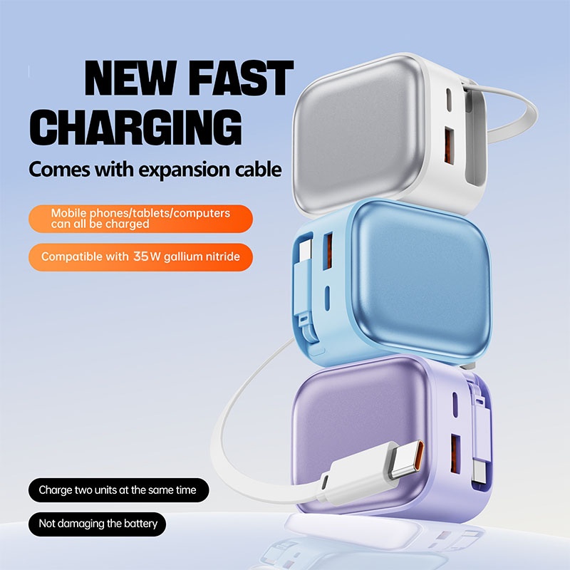 35w Retractable Type C Charger Gan Fast Charging Foldable Plug 3 Port Built In 70cm Cable Pd3.0 Qc3.0 Pps Compact Design Universal Usb Adapter Wq16831758 Widq.com