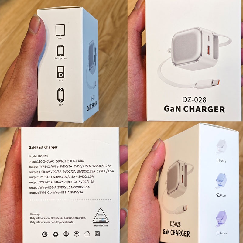 35w Retractable Type C Charger Gan Fast Charging Foldable Plug 3 Port Built In 70cm Cable Pd3.0 Qc3.0 Pps Compact Design Universal Usb Adapter Wq16831758 Widq.com