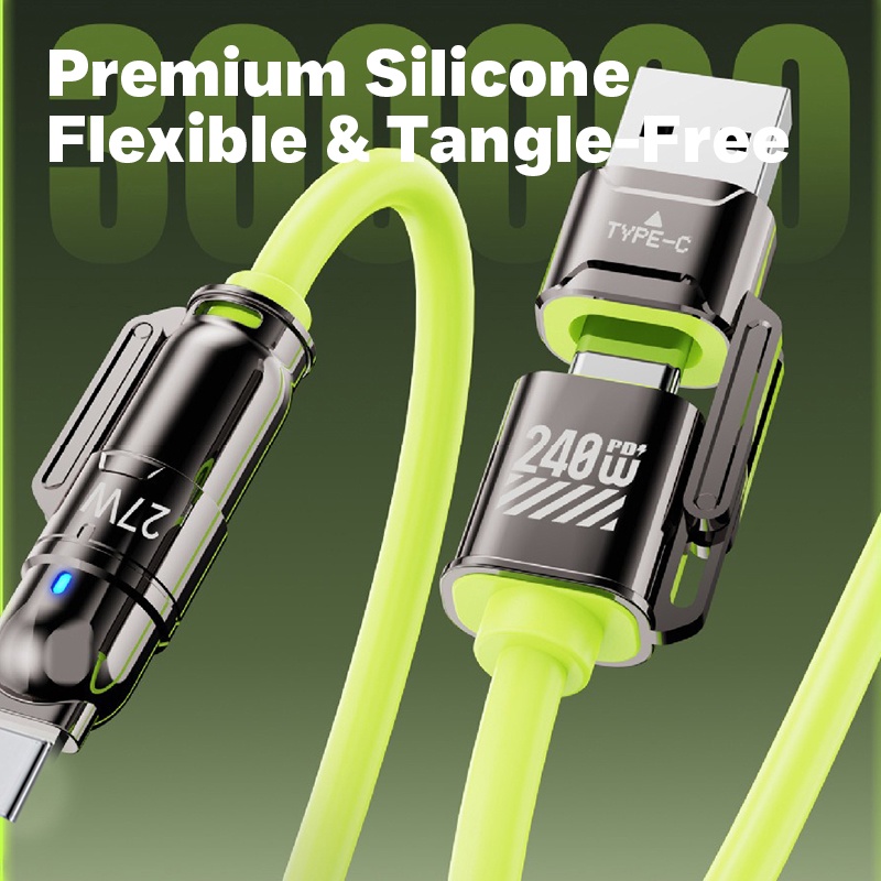 4 In 1 240w Liquid Silicone Charging Cable Type C Type A 8 Pin E Marker Chip 6a Pure Copper 480mbps Data Transfer Usb C Fast Charging Cable Wq16831777 Widq.com