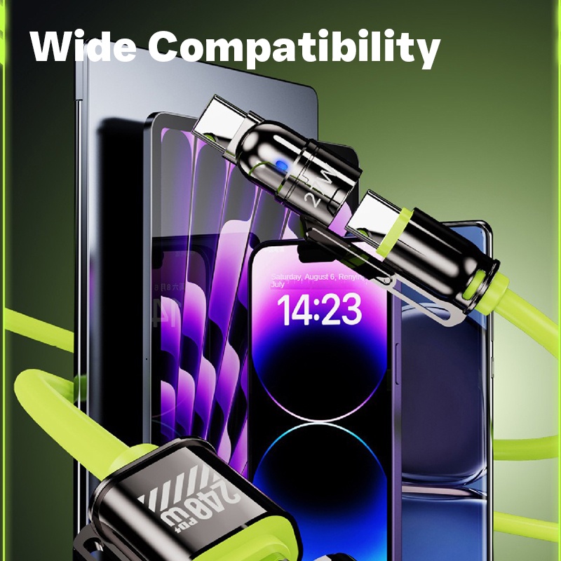4 In 1 240w Liquid Silicone Charging Cable Type C Type A 8 Pin E Marker Chip 6a Pure Copper 480mbps Data Transfer Usb C Fast Charging Cable Wq16831777 Widq.com