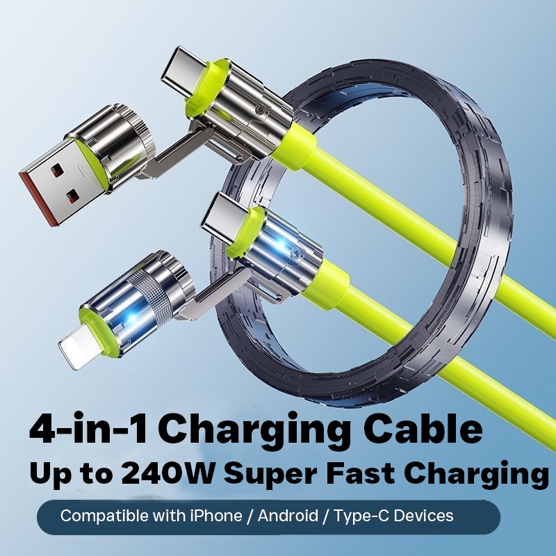 4 In 1 240w Liquid Silicone Charging Cable Type C Type A 8 Pin E Marker Chip 6a Pure Copper 480mbps Data Transfer Usb C Fast Charging Cable Wq16831777 Widq.com