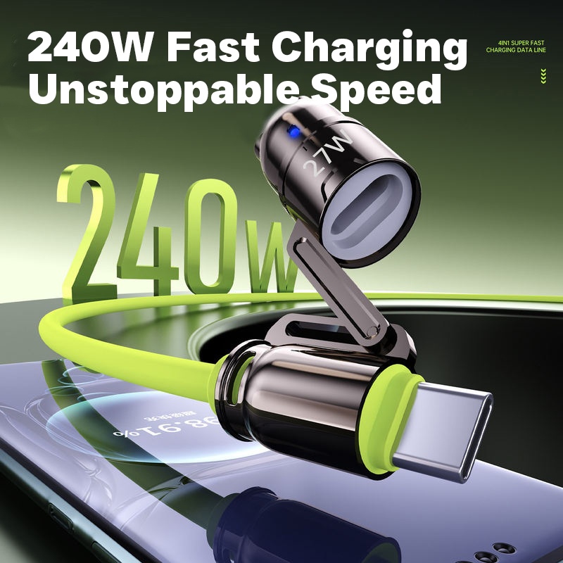 4 In 1 240w Liquid Silicone Charging Cable Type C Type A 8 Pin E Marker Chip 6a Pure Copper 480mbps Data Transfer Usb C Fast Charging Cable Wq16831777 Widq.com