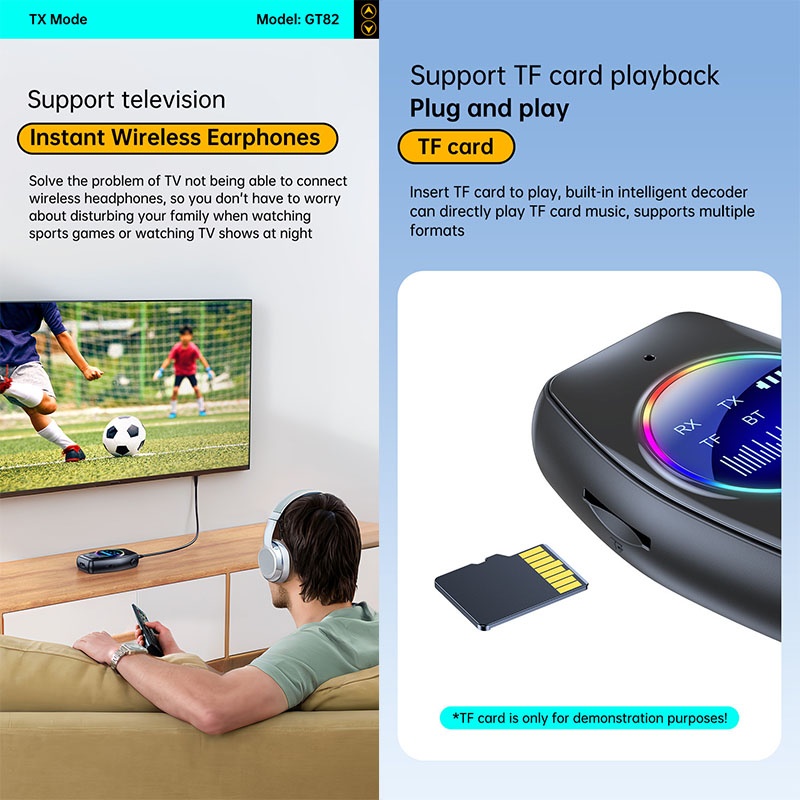 4 In 1 Car Bluetooth Audio Receiver Transmitter Bluetooth 5.4 Tf Rx Tx Dsp Hi Fi Stereo Rgb Light Led Display 300mah 7h Playtime Wireless Audio Adapter Wq16831791 Widq.com