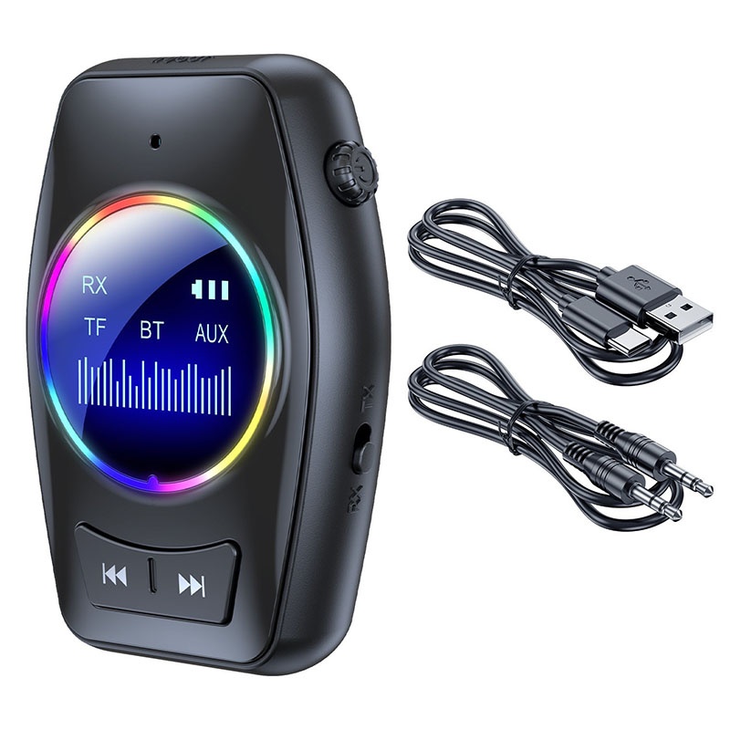 4 In 1 Car Bluetooth Audio Receiver Transmitter Bluetooth 5.4 Tf Rx Tx Dsp Hi Fi Stereo Rgb Light Led Display 300mah 7h Playtime Wireless Audio Adapter Wq16831791 Widq.com
