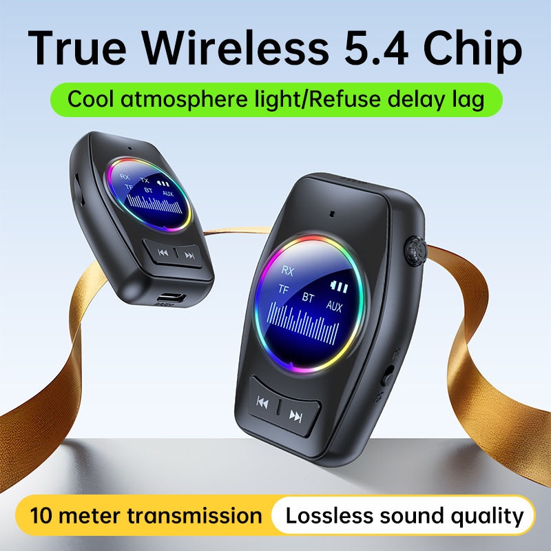 4 In 1 Car Bluetooth Audio Receiver Transmitter Bluetooth 5.4 Tf Rx Tx Dsp Hi Fi Stereo Rgb Light Led Display 300mah 7h Playtime Wireless Audio Adapter Wq16831791 Widq.com