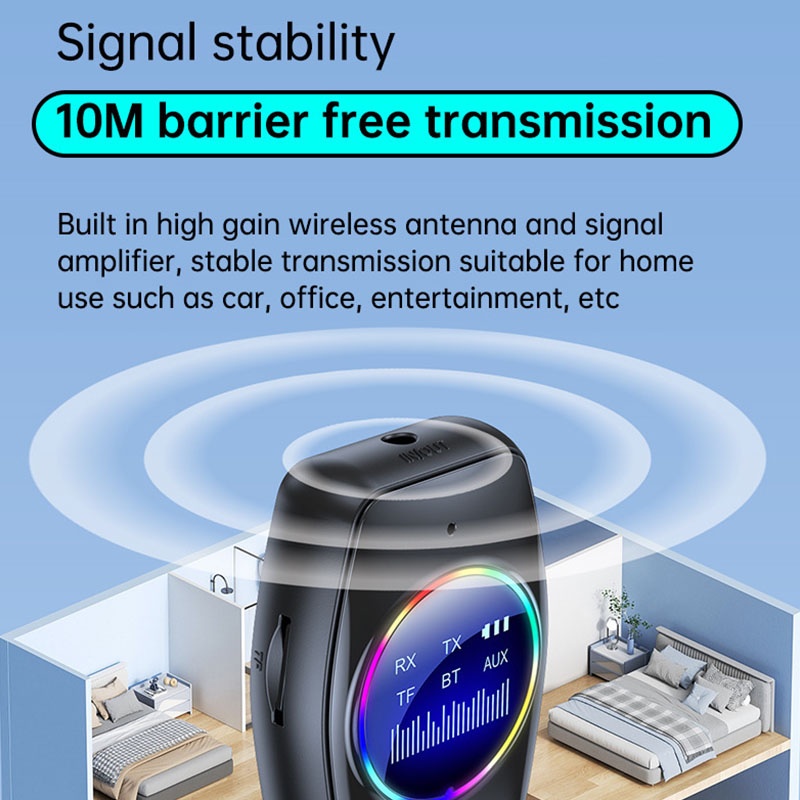 4 In 1 Car Bluetooth Audio Receiver Transmitter Bluetooth 5.4 Tf Rx Tx Dsp Hi Fi Stereo Rgb Light Led Display 300mah 7h Playtime Wireless Audio Adapter Wq16831791 Widq.com
