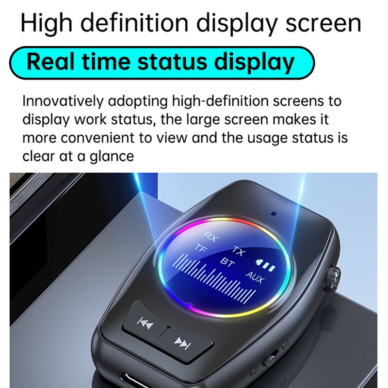 4 In 1 Car Bluetooth Audio Receiver Transmitter Bluetooth 5.4 Tf Rx Tx Dsp Hi Fi Stereo Rgb Light Led Display 300mah 7h Playtime Wireless Audio Adapter Wq16831791 Widq.com