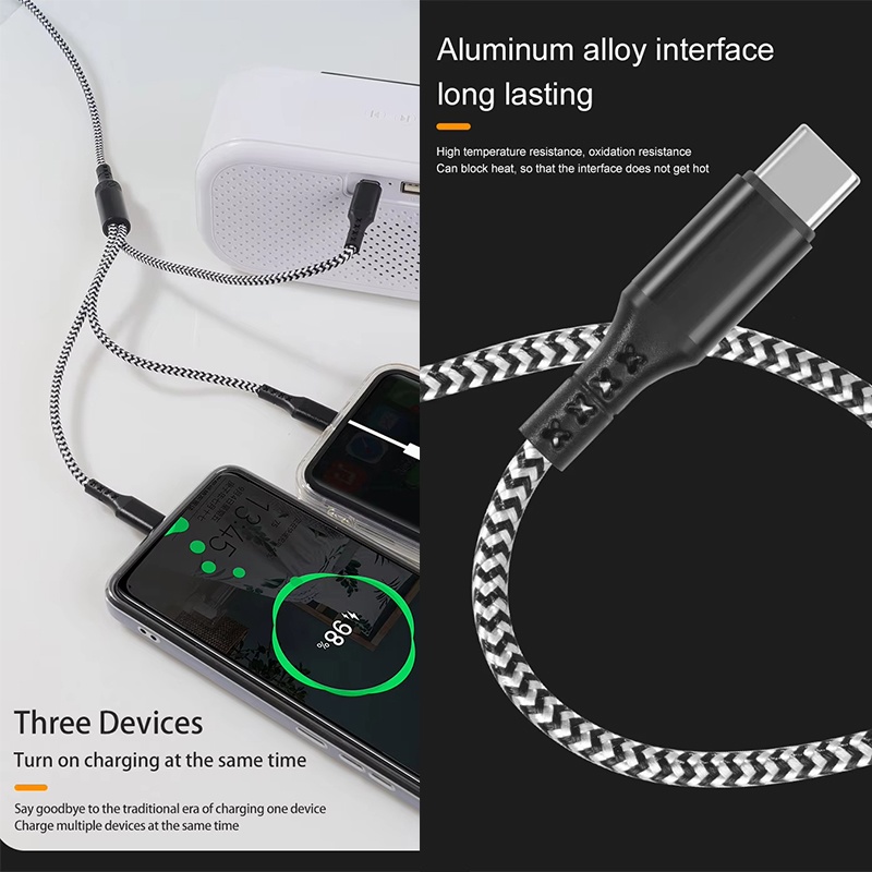 5 In 1 Charging Cable 15w Fast Charge Multi Device Lightning Type C Micro Usb Nylon Braided Durable Travel Cable 1.2m Multi Charger Cord Wq16831773 Widq.com