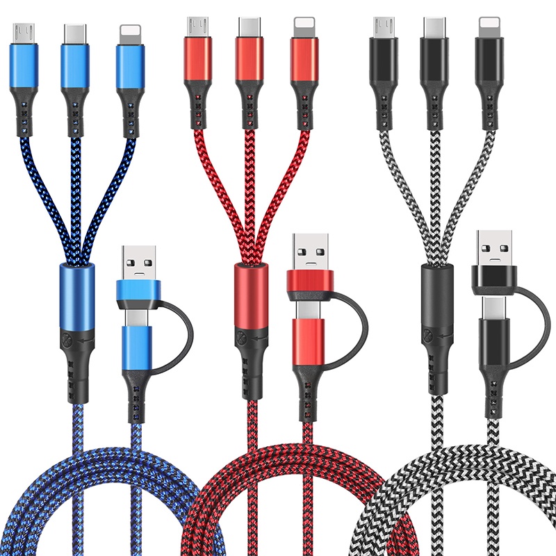 5 In 1 Charging Cable 15w Fast Charge Multi Device Lightning Type C Micro Usb Nylon Braided Durable Travel Cable 1.2m Multi Charger Cord Wq16831773 Widq.com