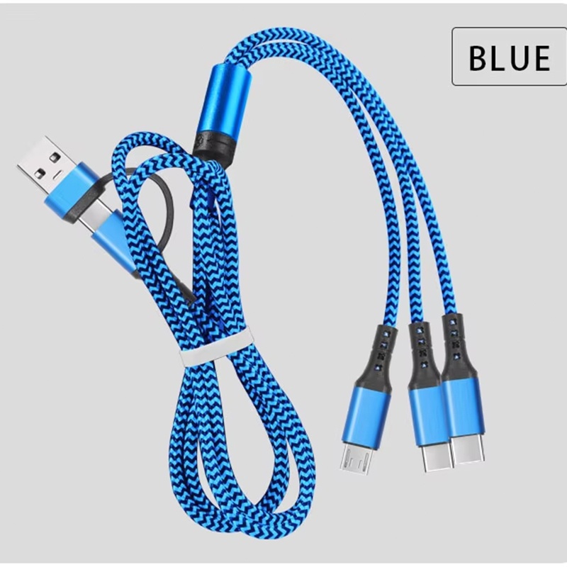 5 In 1 Charging Cable 15w Fast Charge Multi Device Lightning Type C Micro Usb Nylon Braided Durable Travel Cable 1.2m Multi Charger Cord Wq16831773 Widq.com