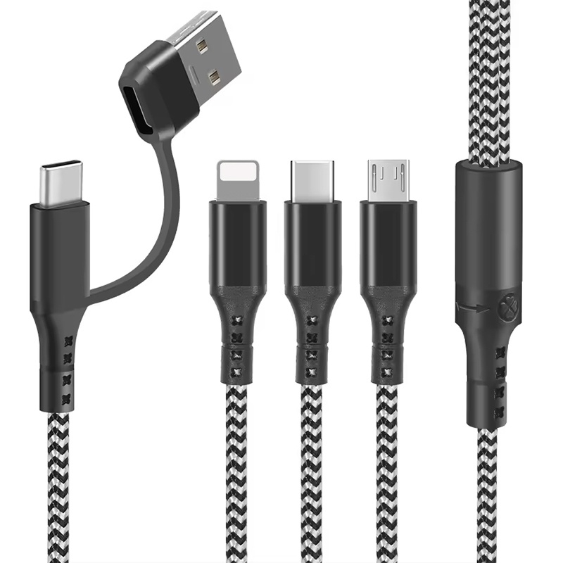 5 In 1 Charging Cable 15w Fast Charge Multi Device Lightning Type C Micro Usb Nylon Braided Durable Travel Cable 1.2m Multi Charger Cord Wq16831773 Widq.com