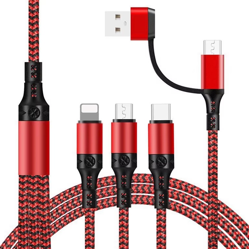 5 In 1 Charging Cable 15w Fast Charge Multi Device Lightning Type C Micro Usb Nylon Braided Durable Travel Cable 1.2m Multi Charger Cord Wq16831773 Widq.com