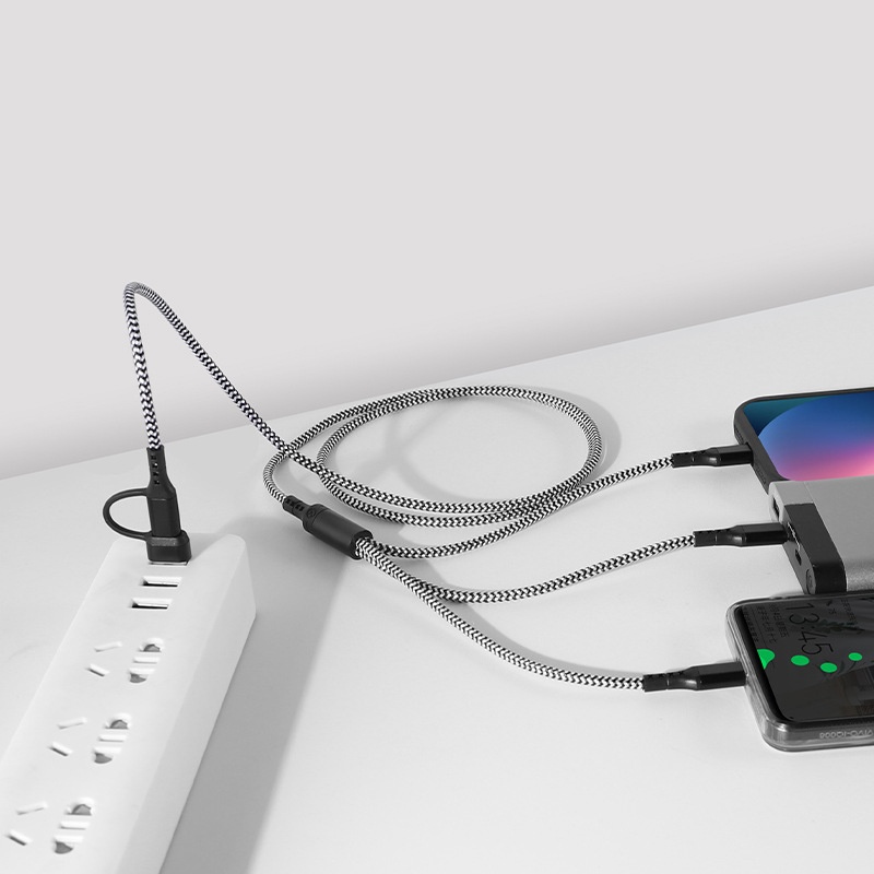 5 In 1 Charging Cable 15w Fast Charge Multi Device Lightning Type C Micro Usb Nylon Braided Durable Travel Cable 1.2m Multi Charger Cord Wq16831773 Widq.com